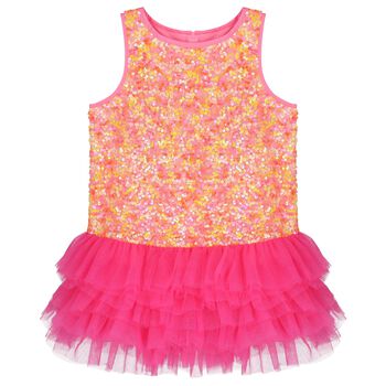 Girls Pink Embellished Tulle Dress