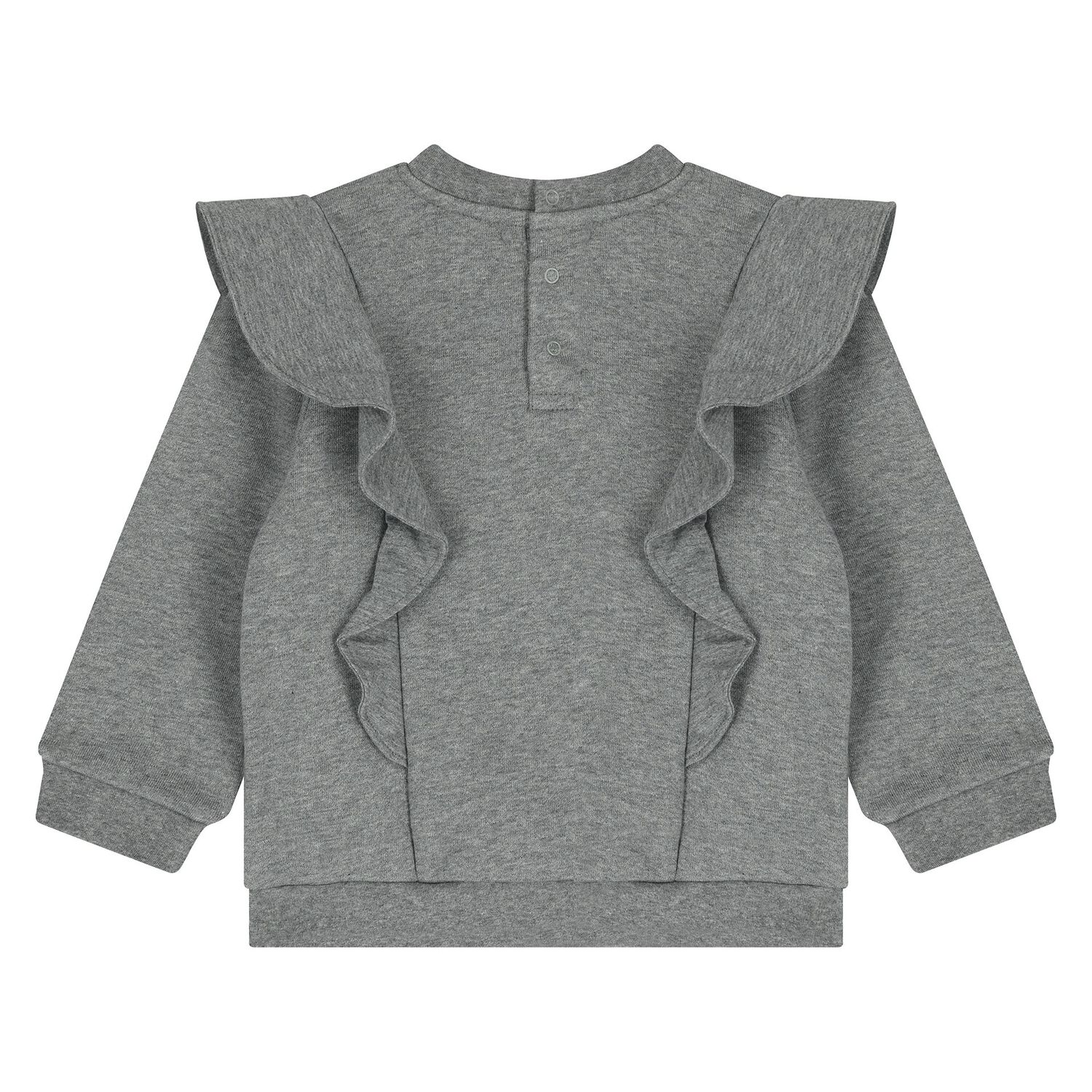 Younger Girls Grey Logo Ruffle Sweatshirt, 1, hi-res