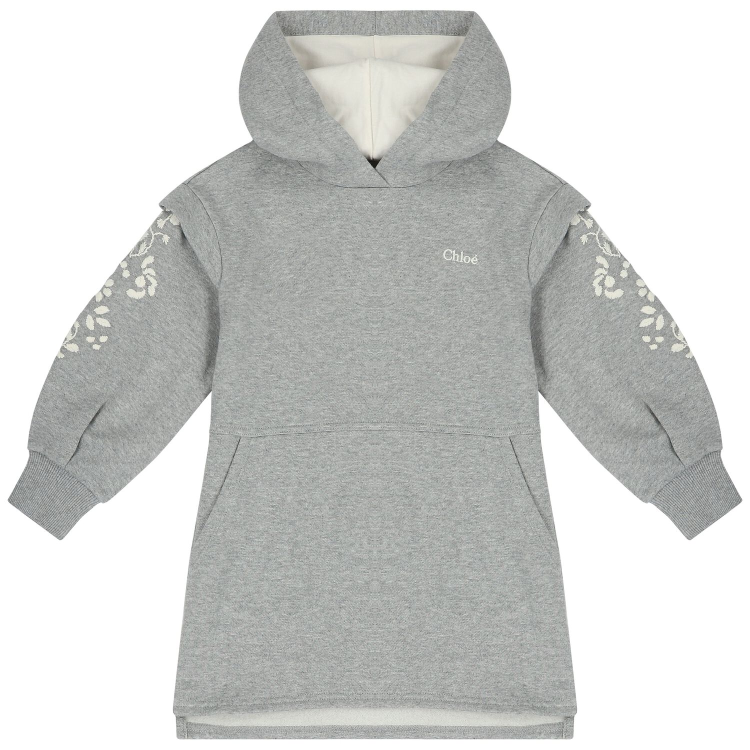 Girls Grey Logo Hooded Dress, 1, hi-res image number null