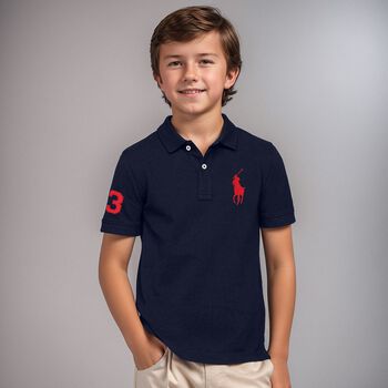 Boys Navy Blue Logo Polo Shirt
