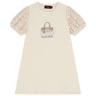Girls Ivory Bag Logo Dress, 1, hi-res