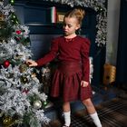 Girls Burgundy & Gold Tweed Frankie Skirt, 1, hi-res