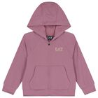 Girls Pink Logo Hooded Zip Up Top, 1, hi-res