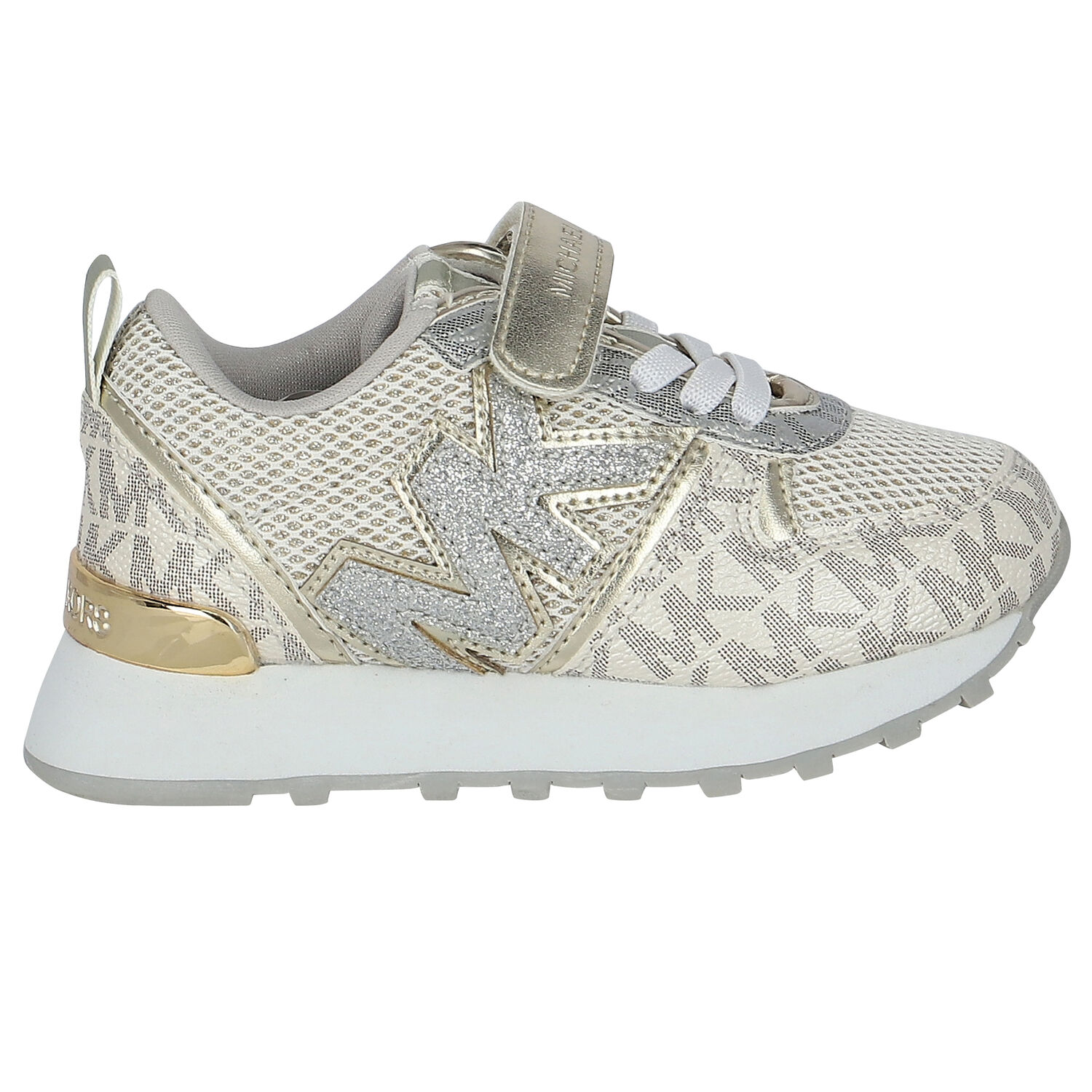 Girls Gold Logo Trainers, 1, hi-res