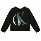 Girls Black Logo Sweatshirt, 1, hi-res