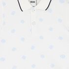 Younger Boys White Logo Polo Shirt, 1, hi-res
