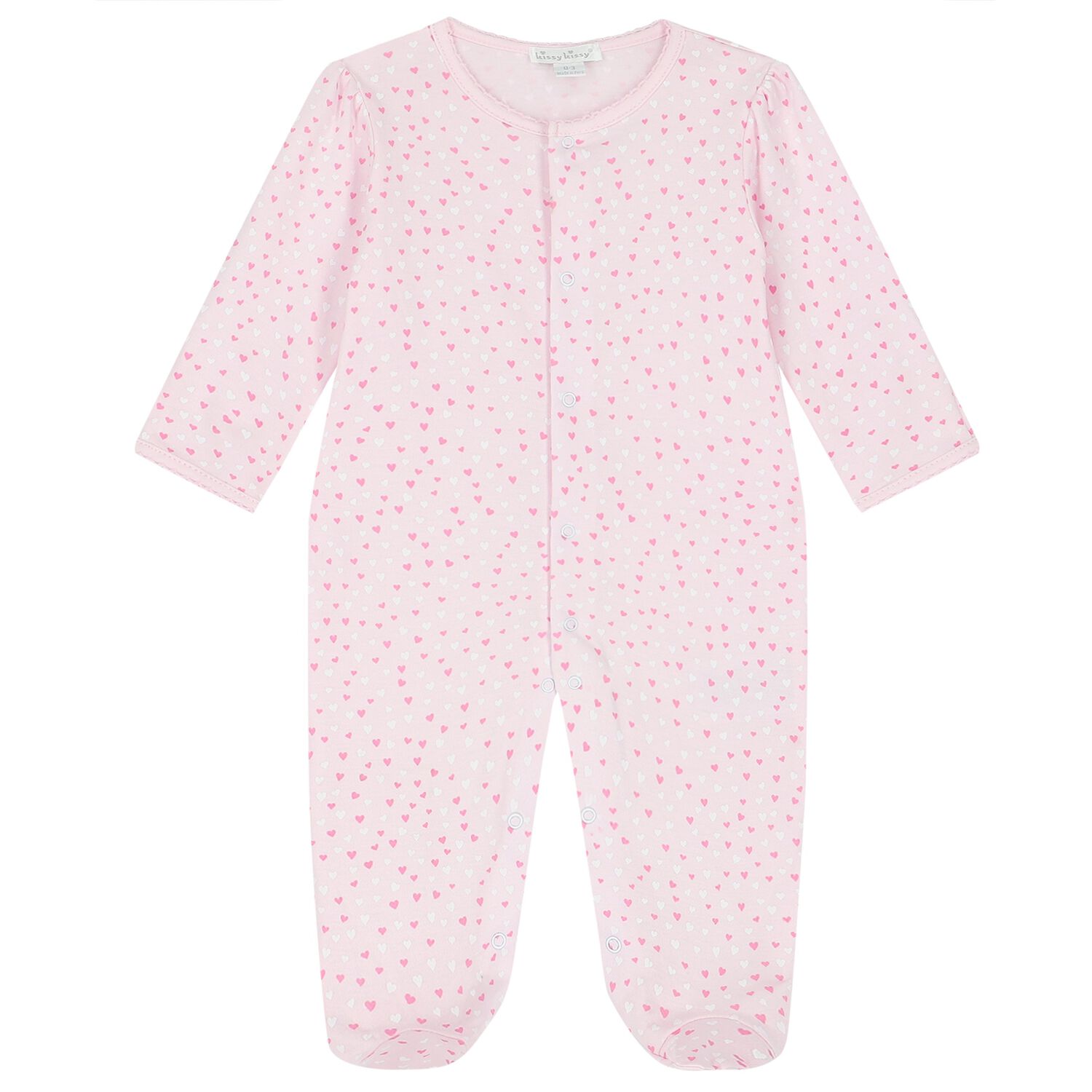 Baby Girls Pink Hearts Babygrow, 1, hi-res