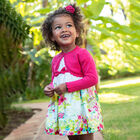 Younger Girls White & Pink Floral Dress, 1, hi-res