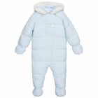 Baby Boys Blue Snowsuit, 1, hi-res