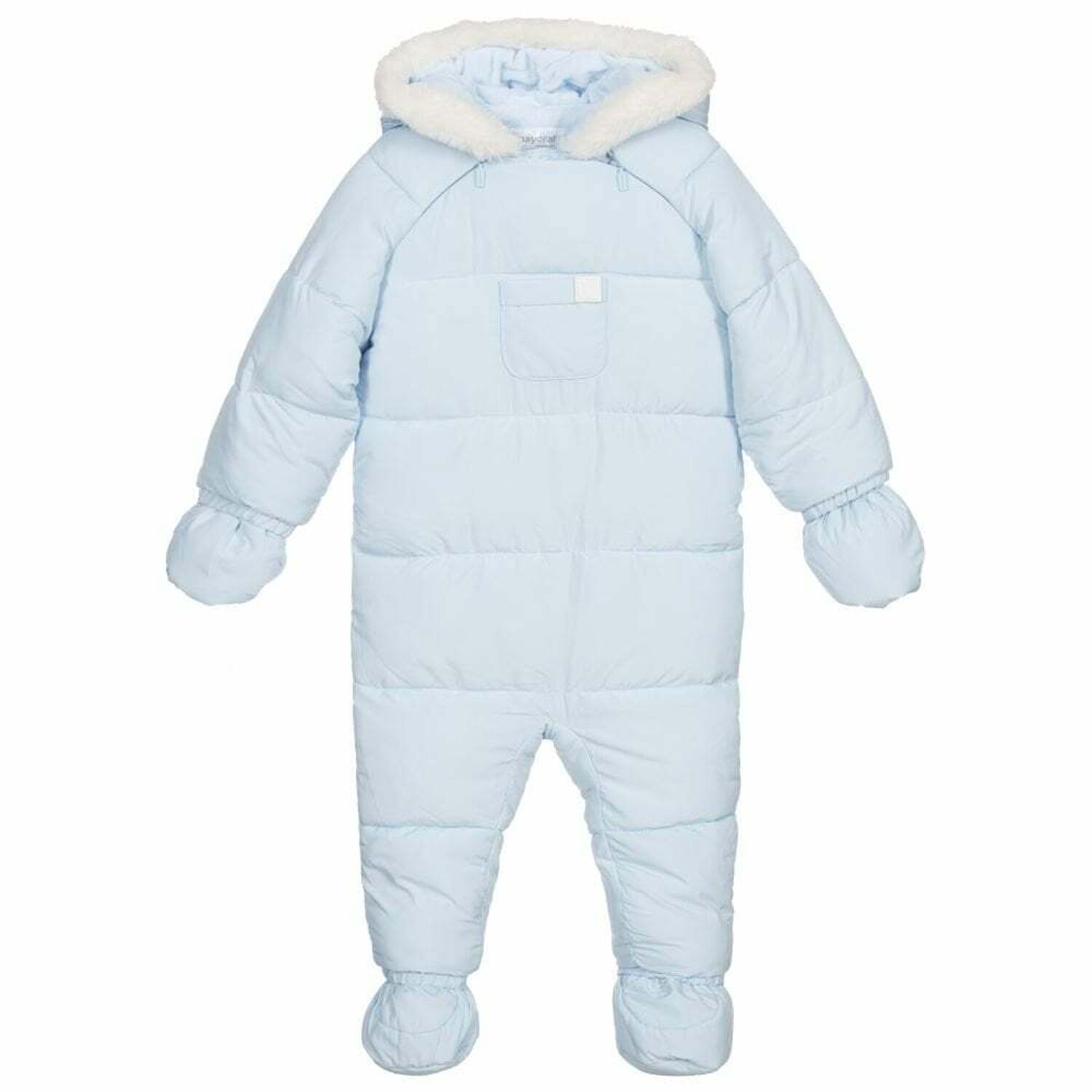 Baby Boys Blue Snowsuit, 1, hi-res