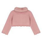 Younger Girls Pink Faux Fur Collar Cardigan, 2, hi-res