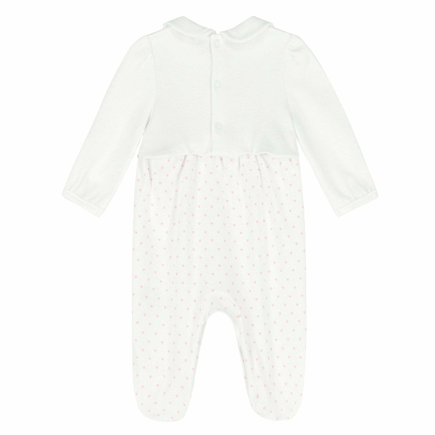 Baby Girls White & Pink Babygrow, 1, hi-res image number null