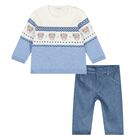 Younger Boys Blue & Ivory Teddy Bear Trouser Set, 1, hi-res