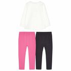 Girls Ivory, Pink & Grey Leggings Set, 1, hi-res