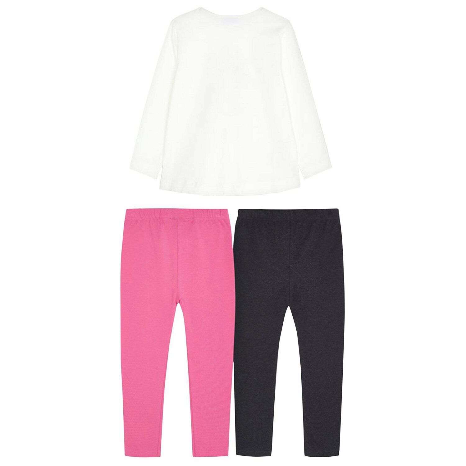 Girls Ivory, Pink & Grey Leggings Set, 1, hi-res