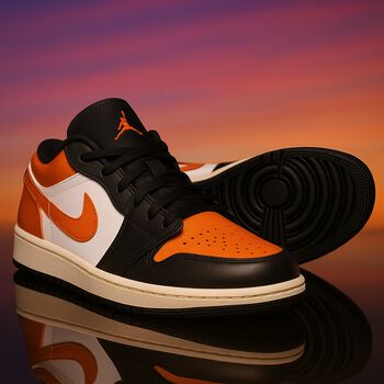 Black & Orange Air Jordan 1 Low Trainers