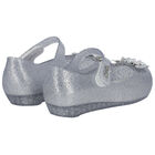 Younger Girls Silver Flower Jelly Shoes, 3, hi-res