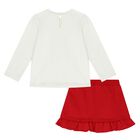 Younger Girls Ivory & Red Teddy Bear Skirt Set, 1, hi-res