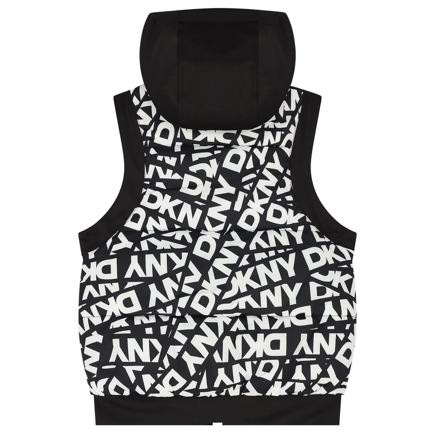 Black & White Logo Reversible Hooded Gilet, 1, hi-res