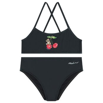 Girls Black Cherry & Teddy Bear Bikini 