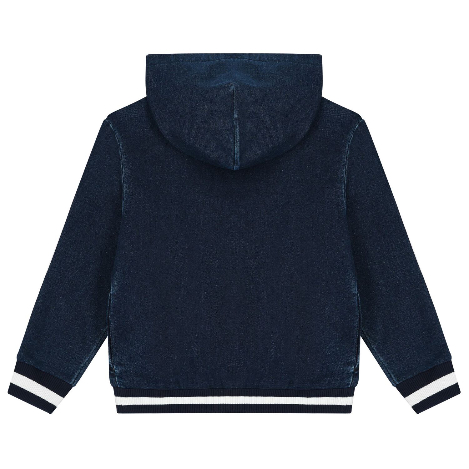 Boys Navy Blue Varsity Logo Hooded Zip Up Top, 1, hi-res