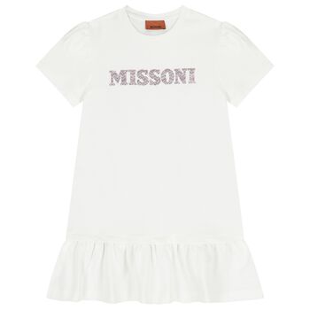 Girls White Logo Dress