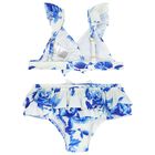 Girls White & Blue Floral Bikini, 2, hi-res