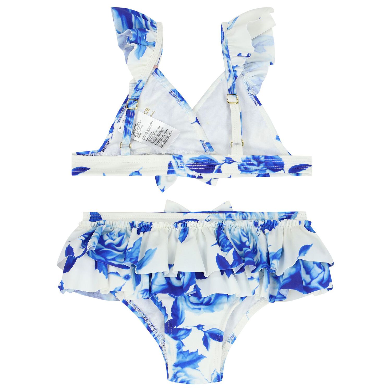 Girls White & Blue Floral Bikini, 2, hi-res