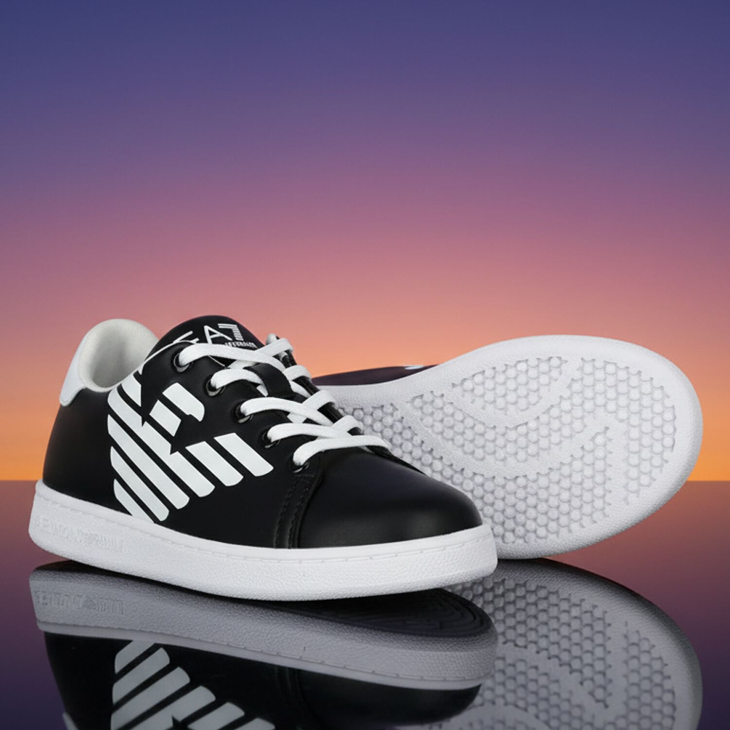 Black Logo Trainers, 1, hi-res