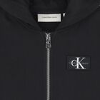 Boys Black Logo Hooded Zip Up Top, 1, hi-res