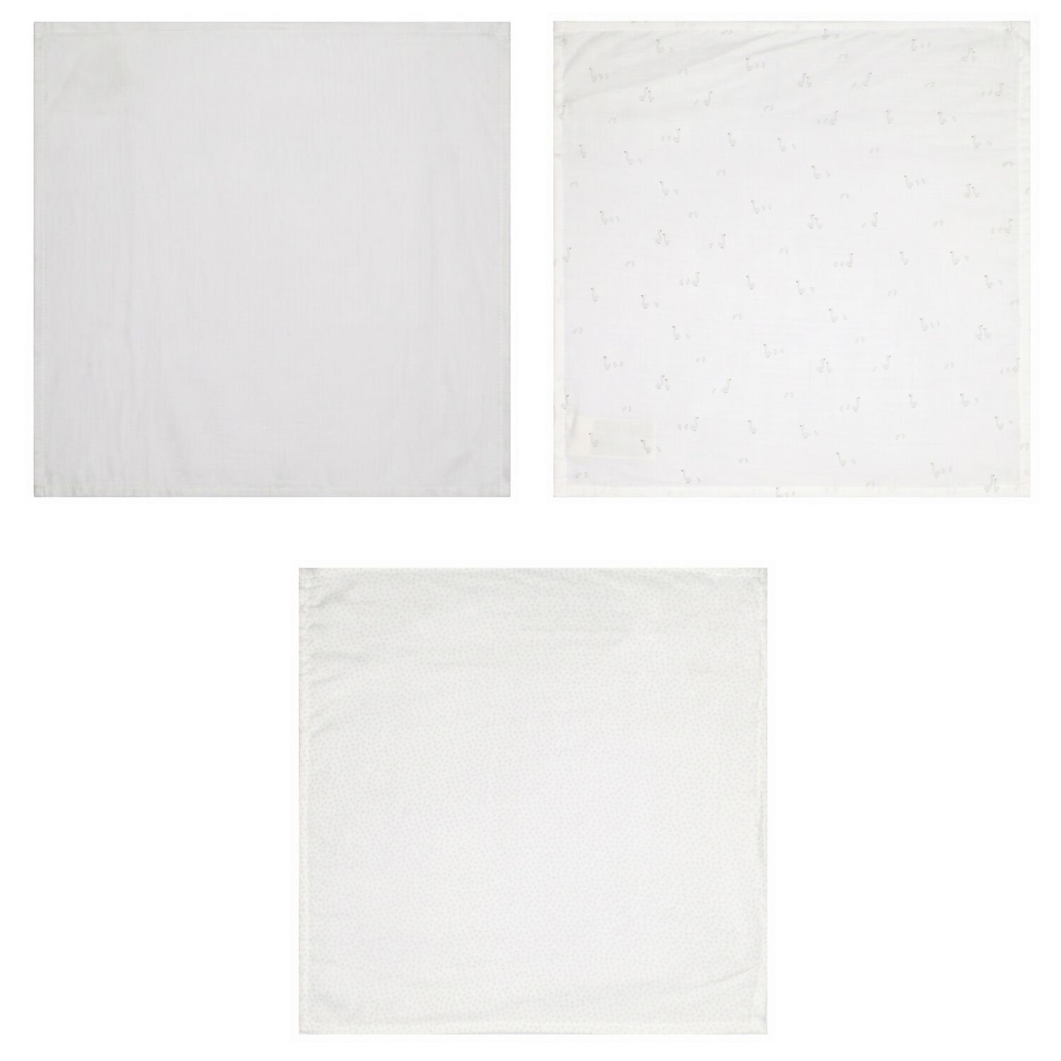 Baby Boys Ivory & Grey Muslin Swaddles ( 3-Pack ), 1, hi-res