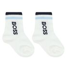 Baby Boys White, Navy Blue & Grey Logo Socks ( 3-Pack ), 2, hi-res