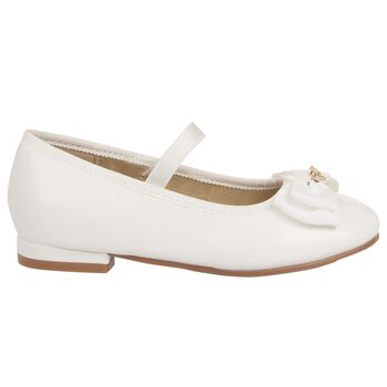 Girls White Bow Leather Shoes