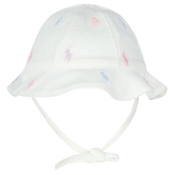 Baby Girls White Logo Hat