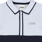 Baby Boys Blue & Navy Blue Logo Romper, 2, hi-res