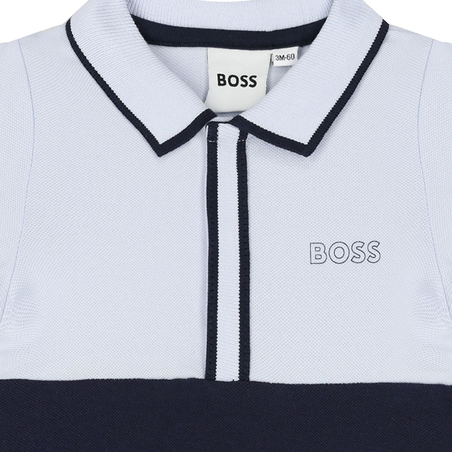 Baby Boys Blue & Navy Blue Logo Romper, 2, hi-res