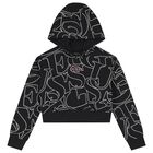Girls Black Logo Hooded Top, 2, hi-res
