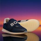 Boys Navy Blue Logo Trainers, 2, hi-res