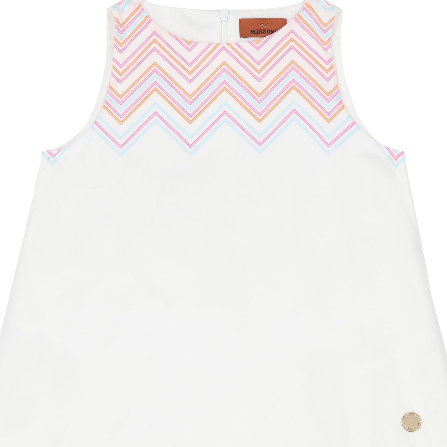 Girls White Zigzag Dress, 1, hi-res