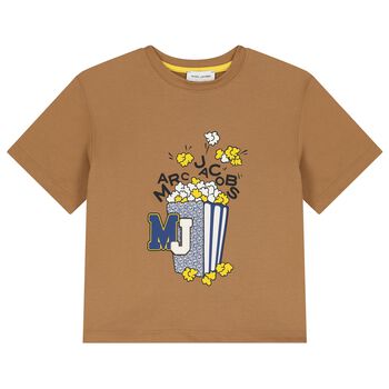 Boys Beige Popcorn Logo T-Shirt