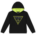 Boys Black Logo Hooded Top, 1, hi-res