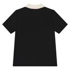 Younger Boys Black & Beige Logo Polo Shirt, 1, hi-res