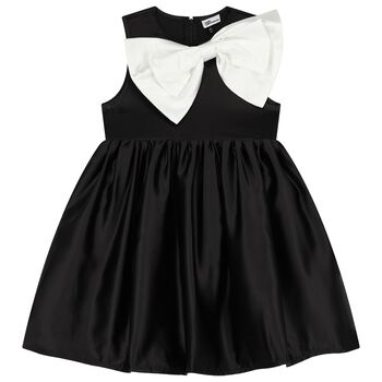 Girls Black & White Bow Dress