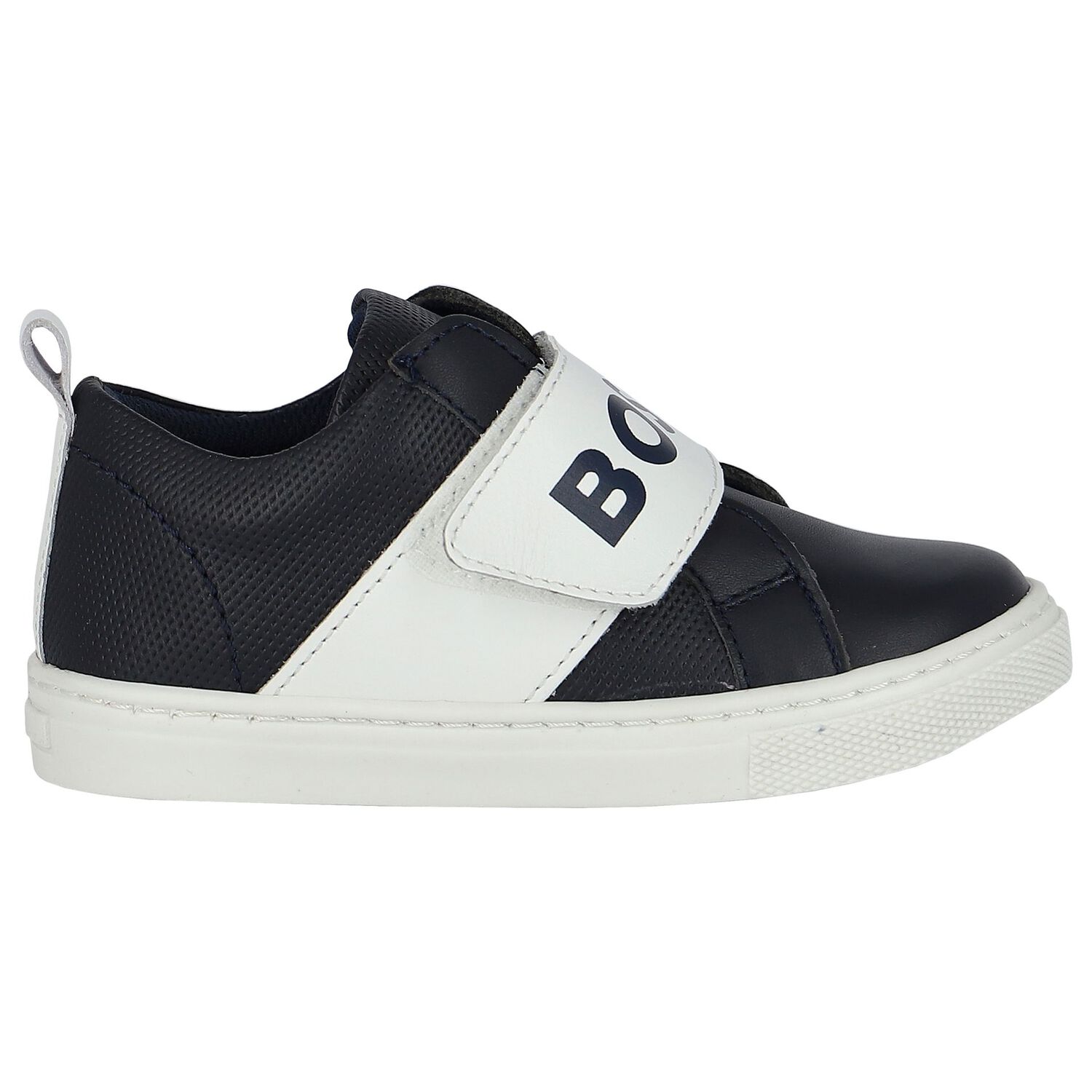 Boys Navy Blue & White Logo Trainers, 2, hi-res image number null