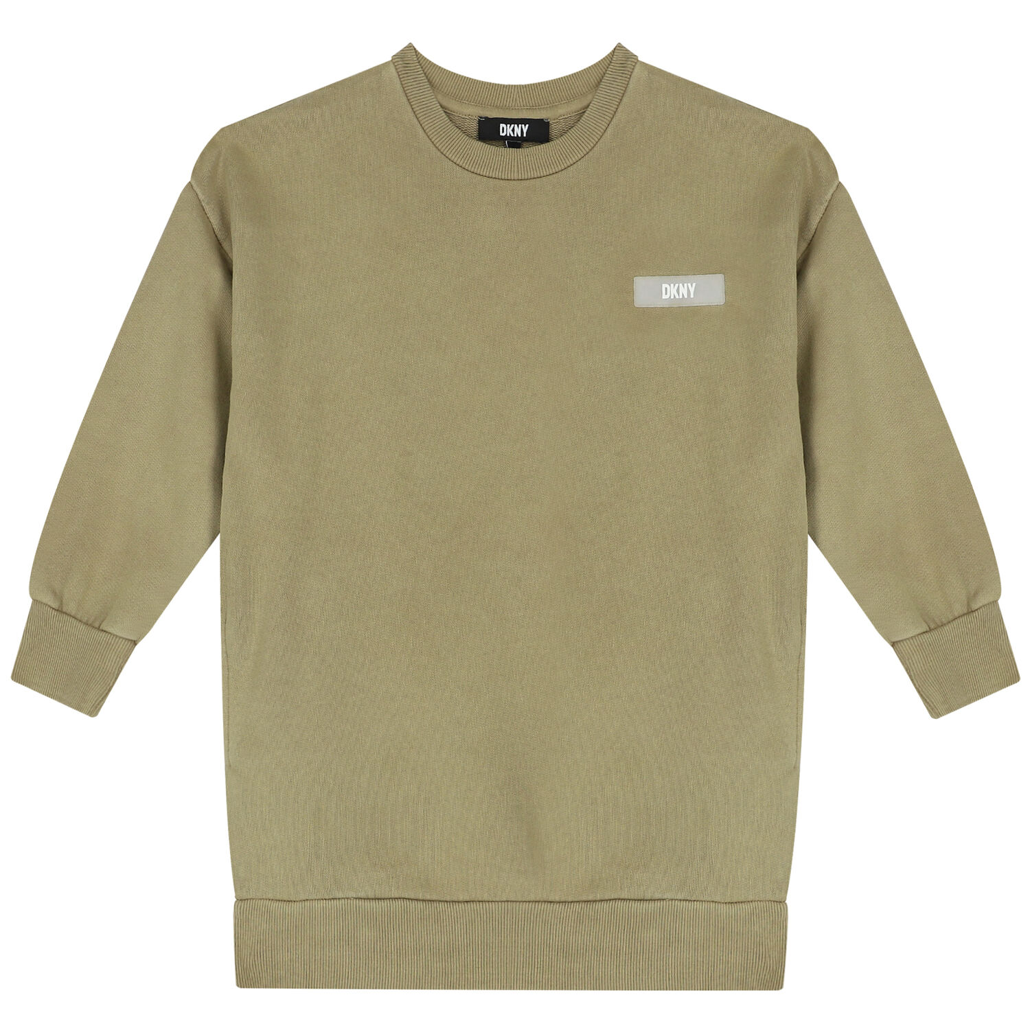 Girls Green Logo Sweatshirt Dress, 2, hi-res