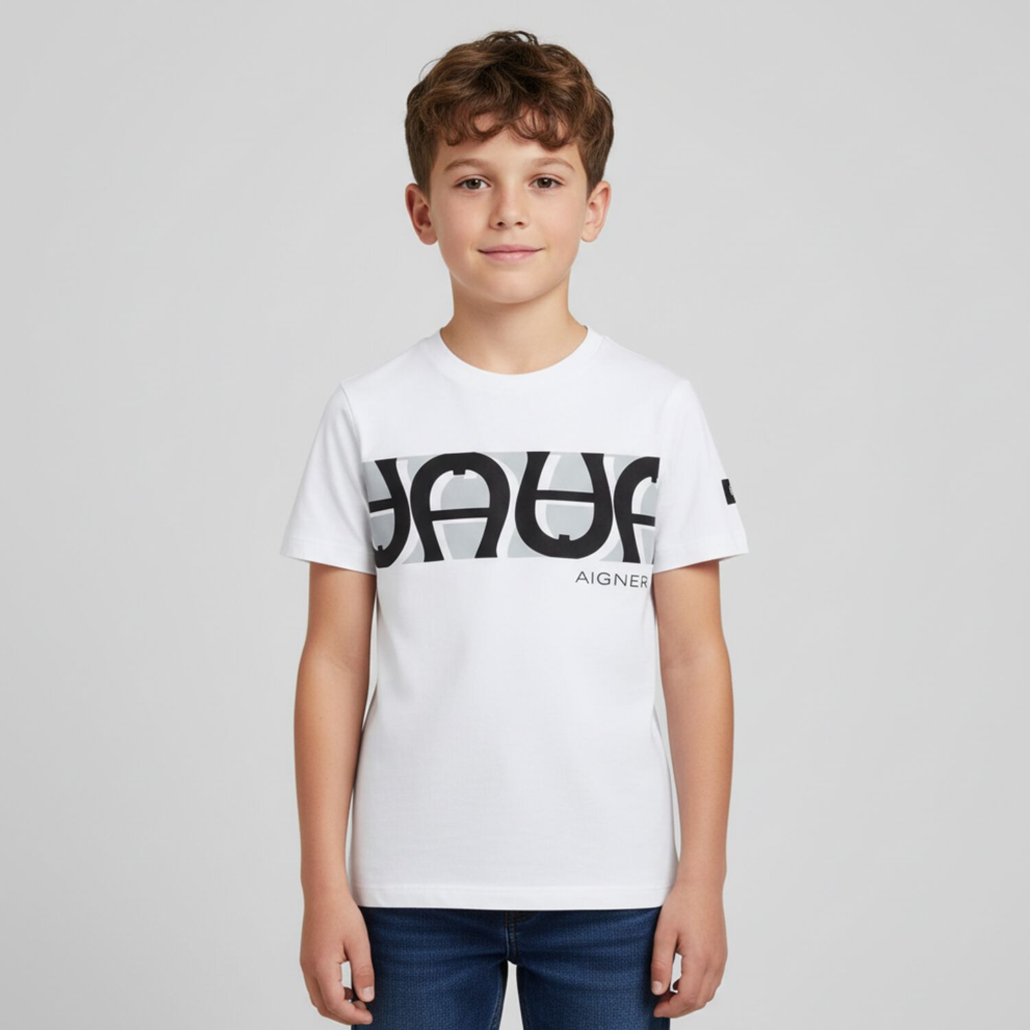 Boys White Logo T-Shirt, 1, hi-res image number null