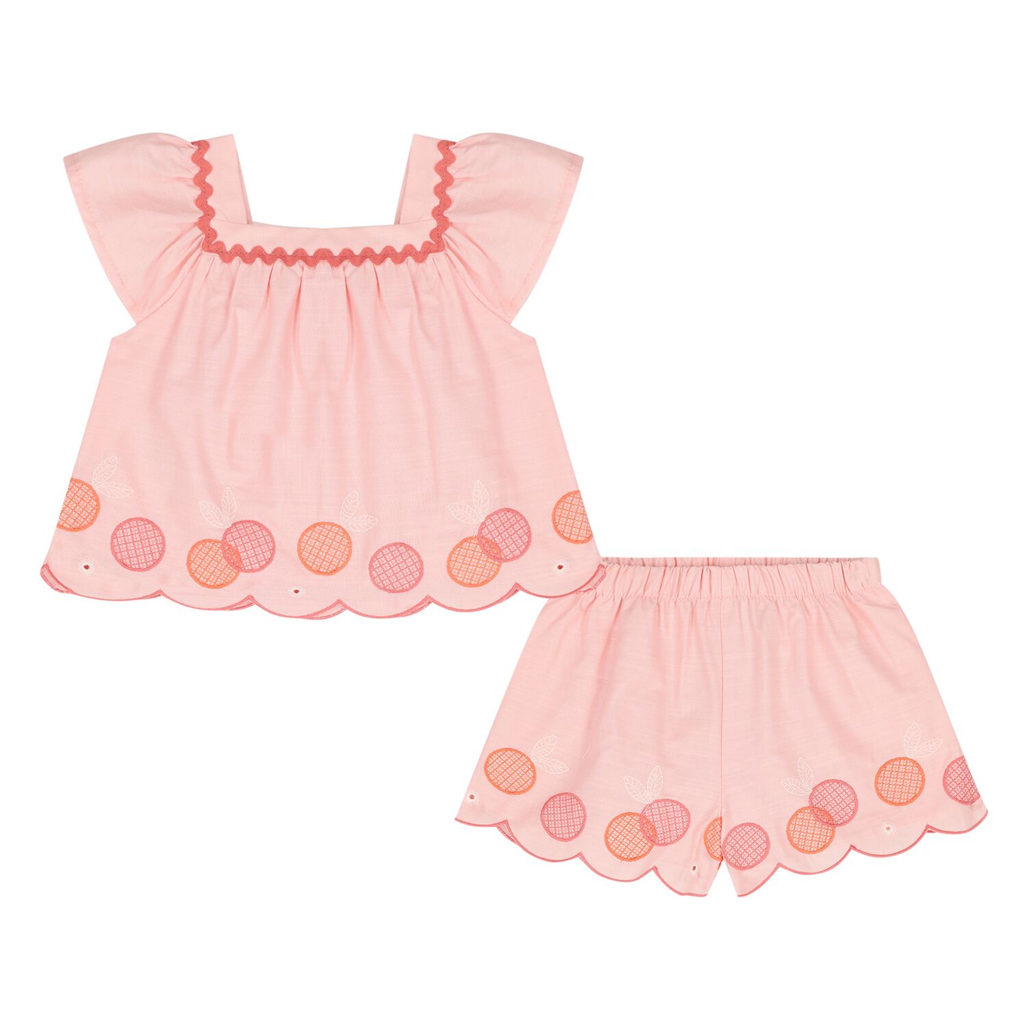 Younger Girls Coral Shorts Set, 1, hi-res
