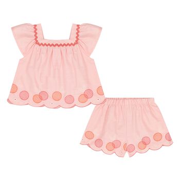 Younger Girls Coral Shorts Set