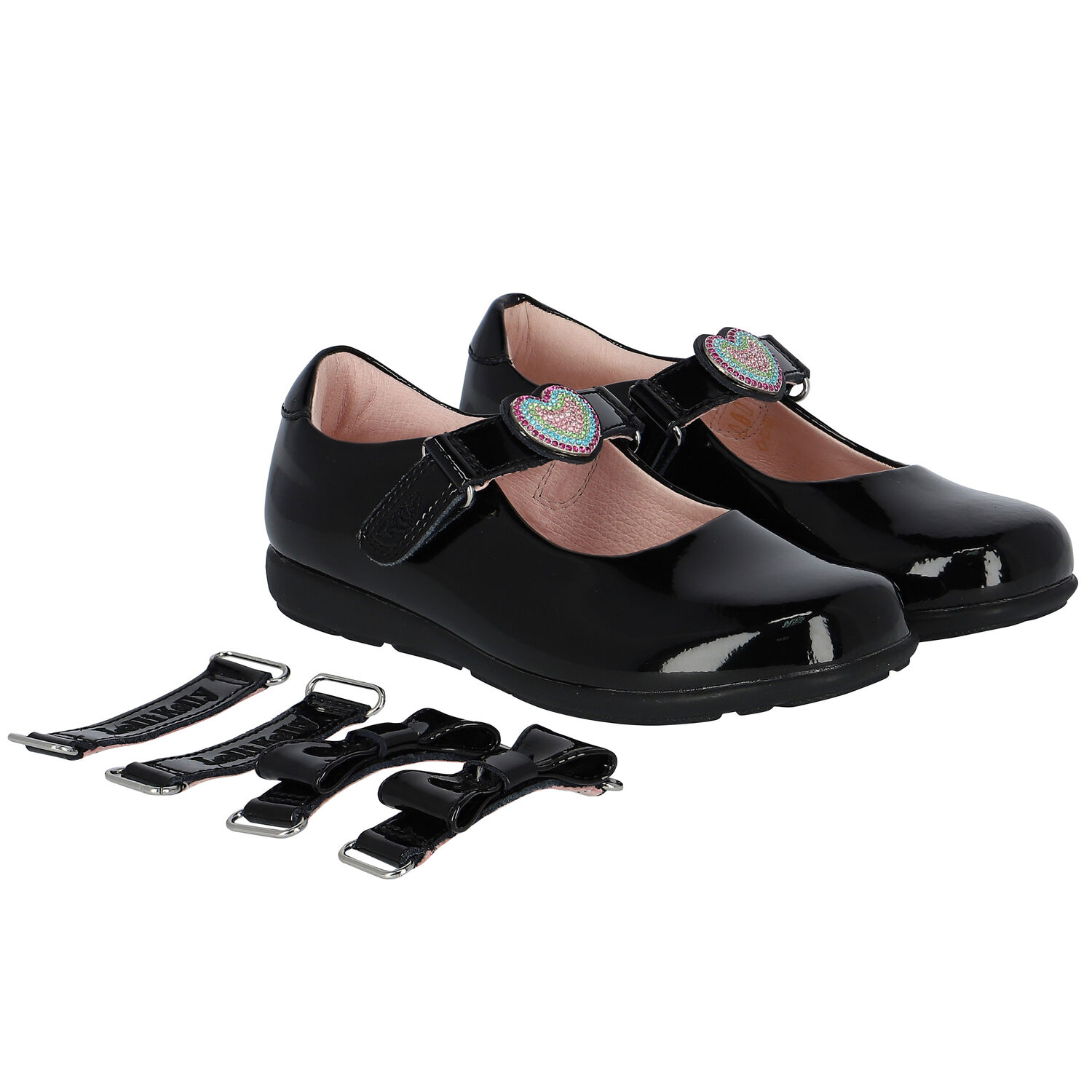 Girls Black Patent Leather Shoes, 1, hi-res