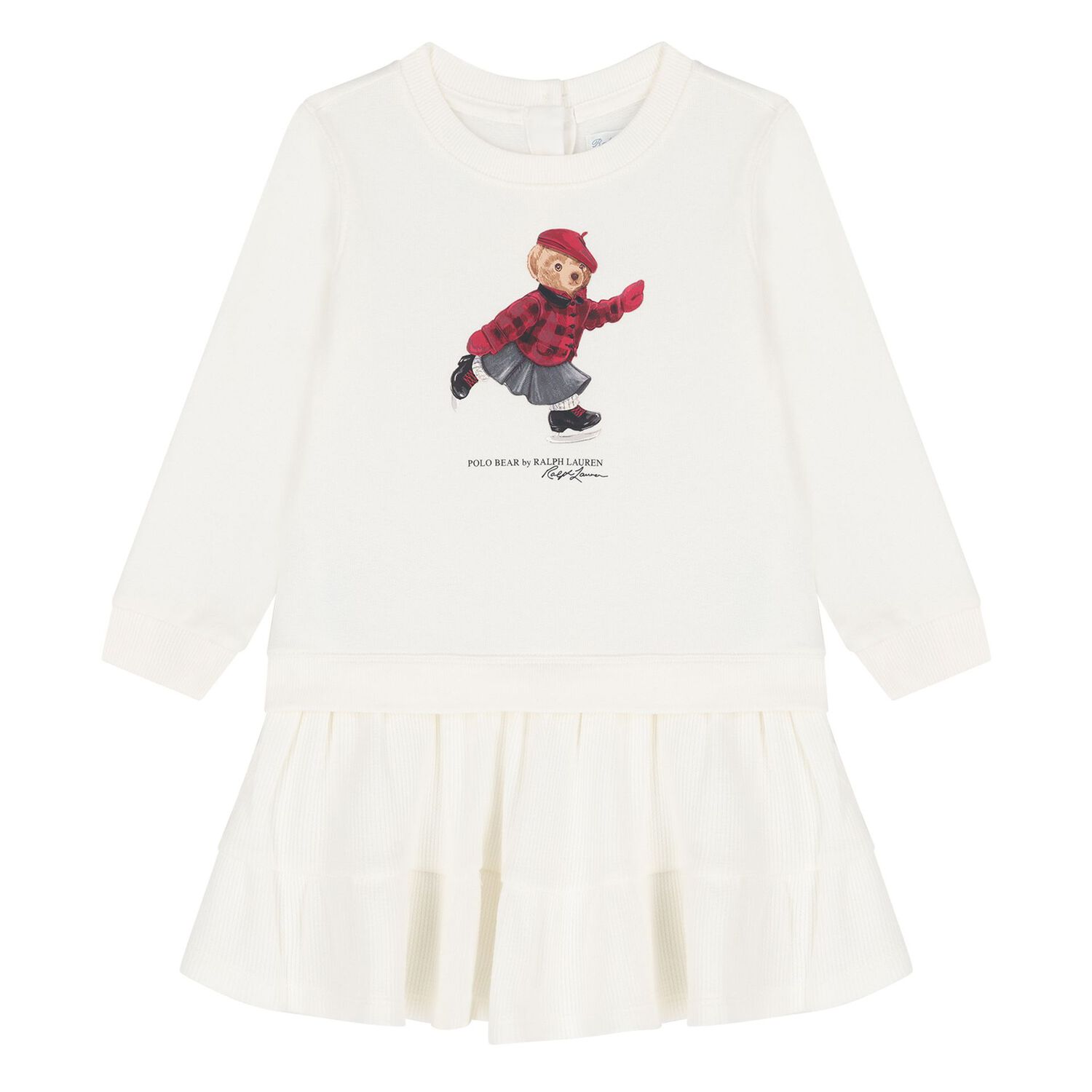 Baby Girls Ivory Polo Bear Sweatshirt Dress Set, 1, hi-res